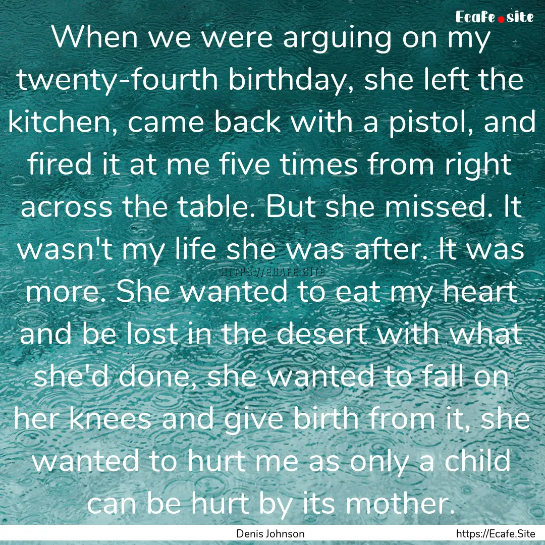 When we were arguing on my twenty-fourth.... : Quote by Denis Johnson