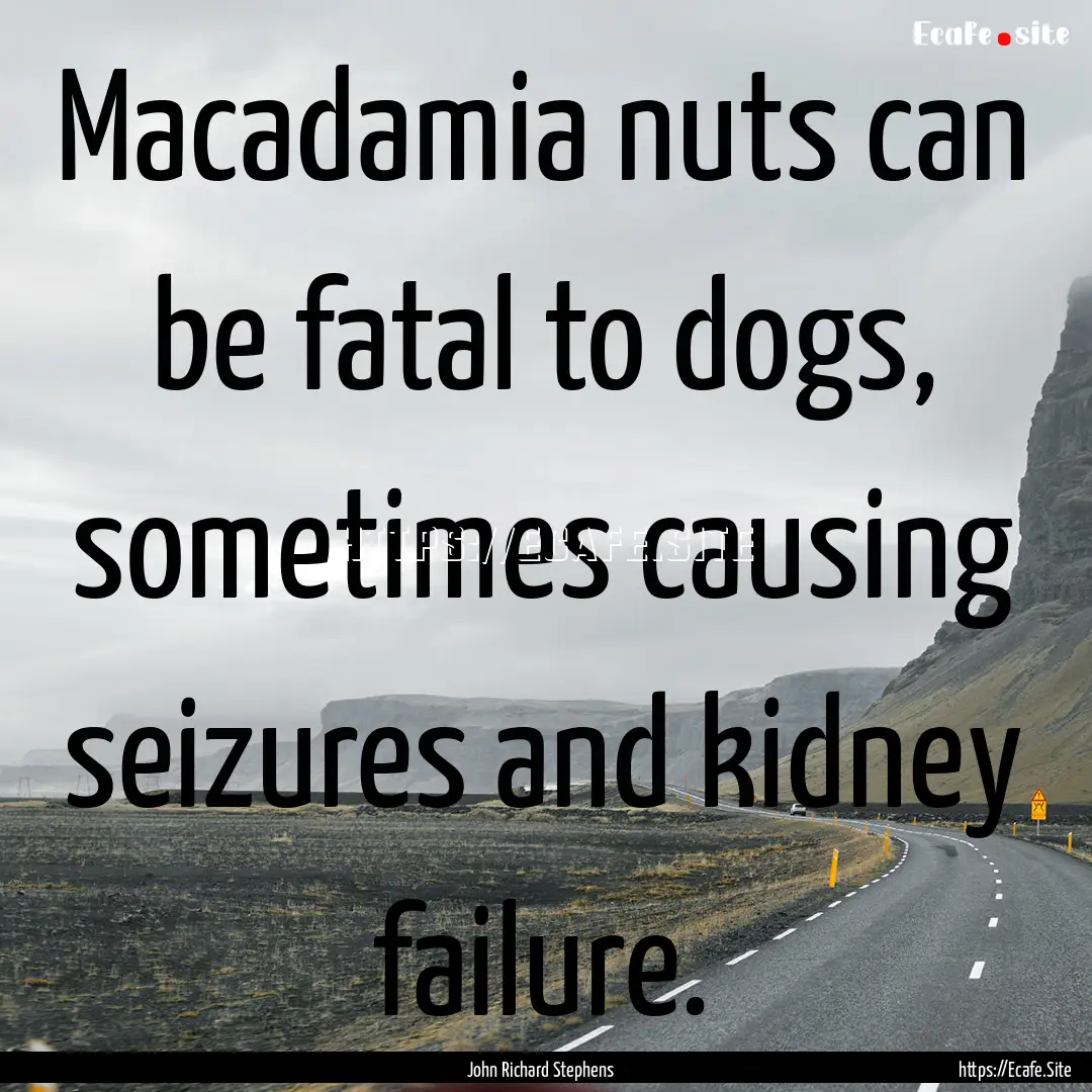 Macadamia nuts can be fatal to dogs, sometimes.... : Quote by John Richard Stephens