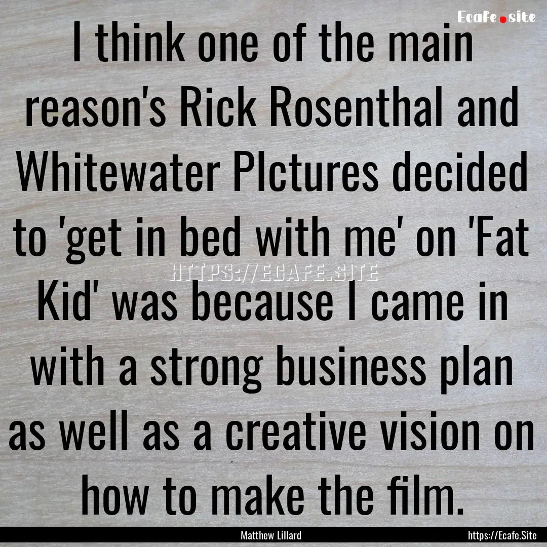 I think one of the main reason's Rick Rosenthal.... : Quote by Matthew Lillard