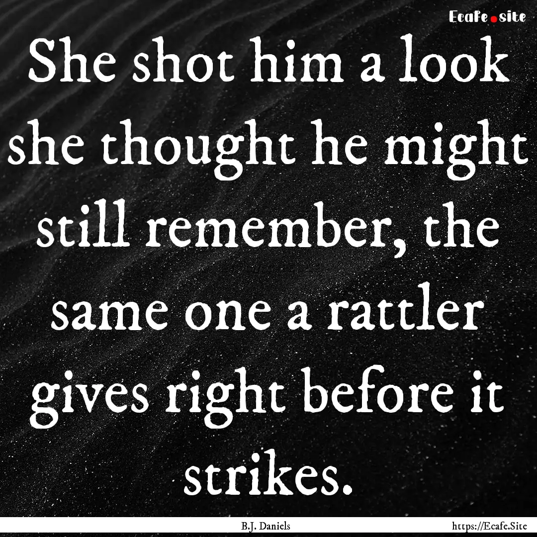 She shot him a look she thought he might.... : Quote by B.J. Daniels