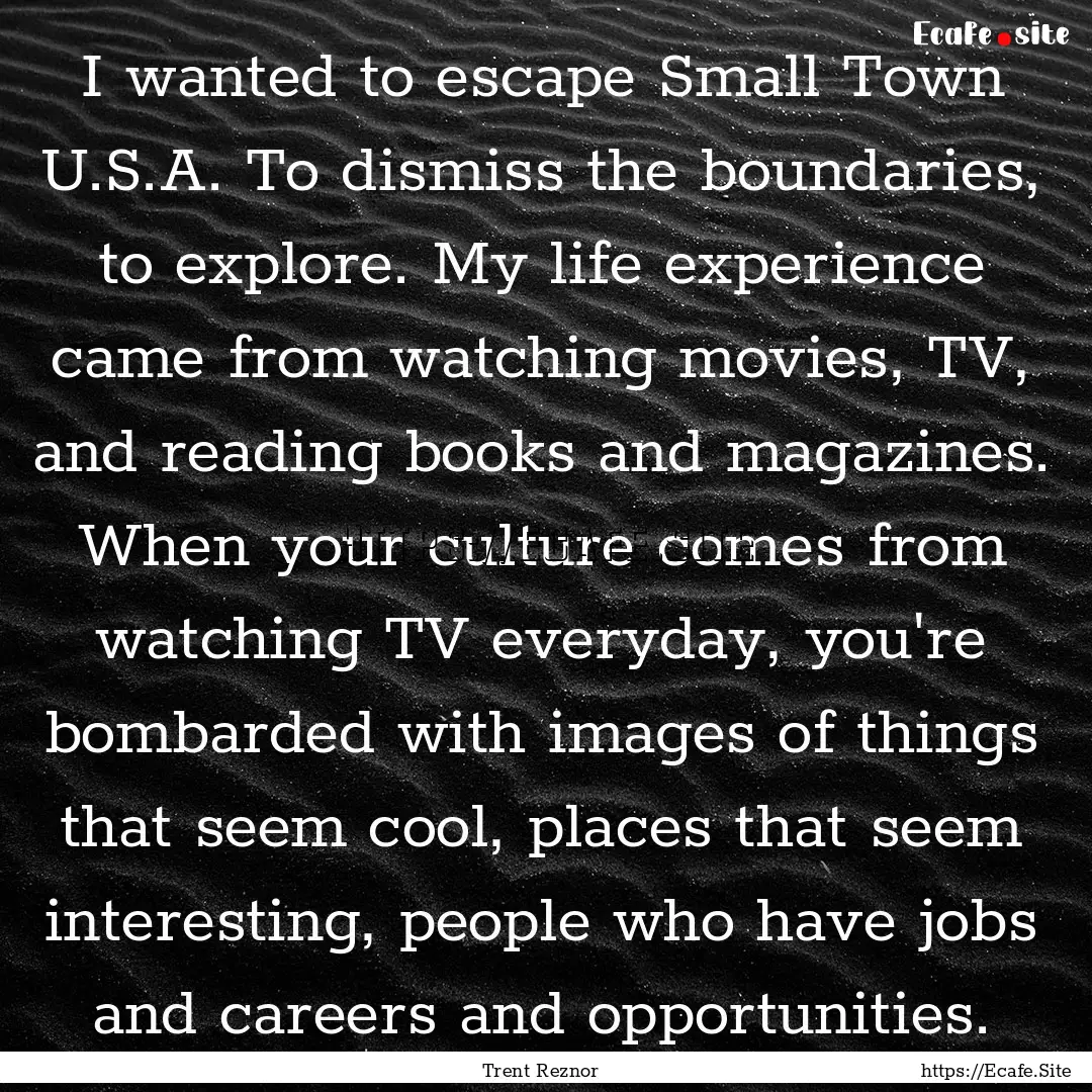 I wanted to escape Small Town U.S.A. To dismiss.... : Quote by Trent Reznor