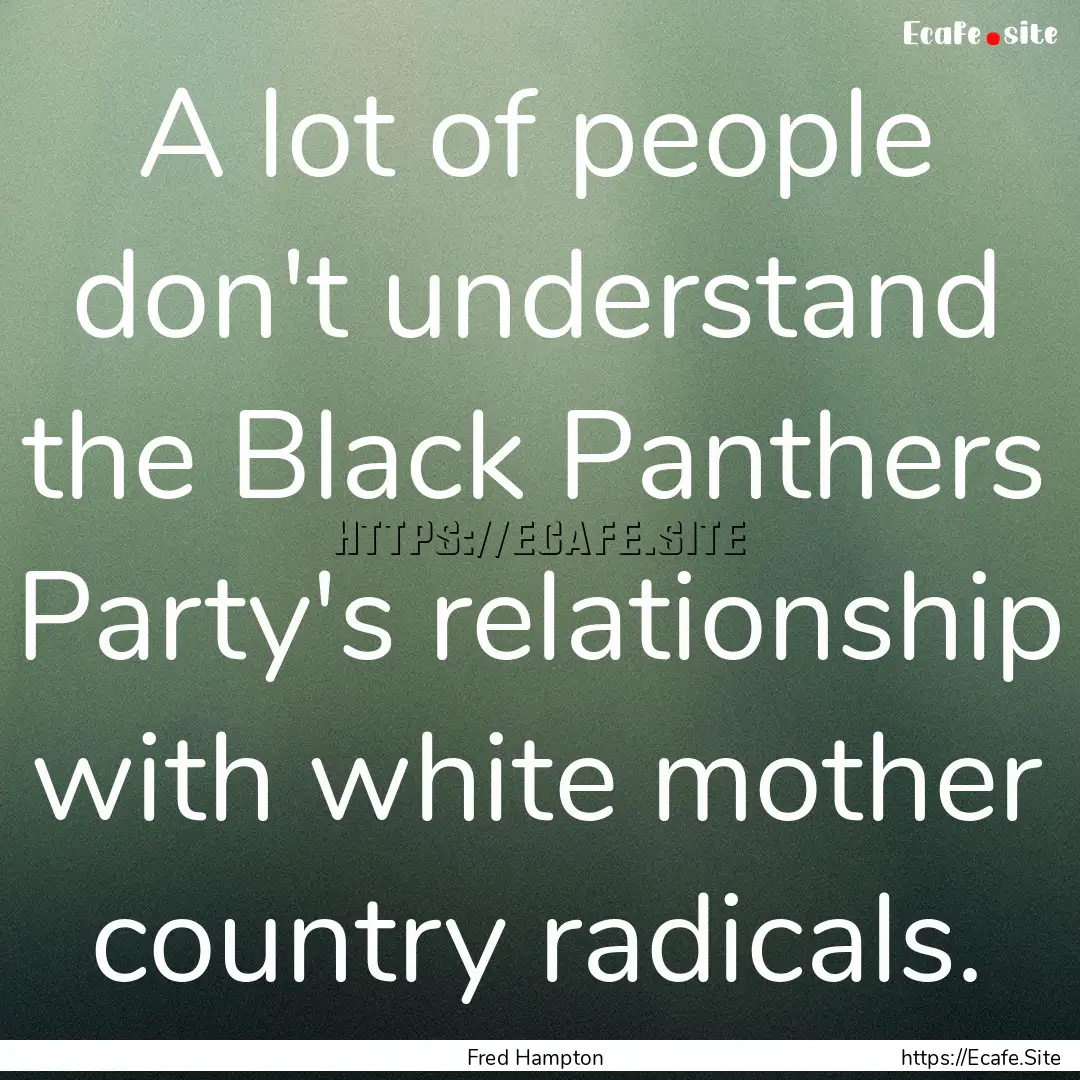 A lot of people don't understand the Black.... : Quote by Fred Hampton