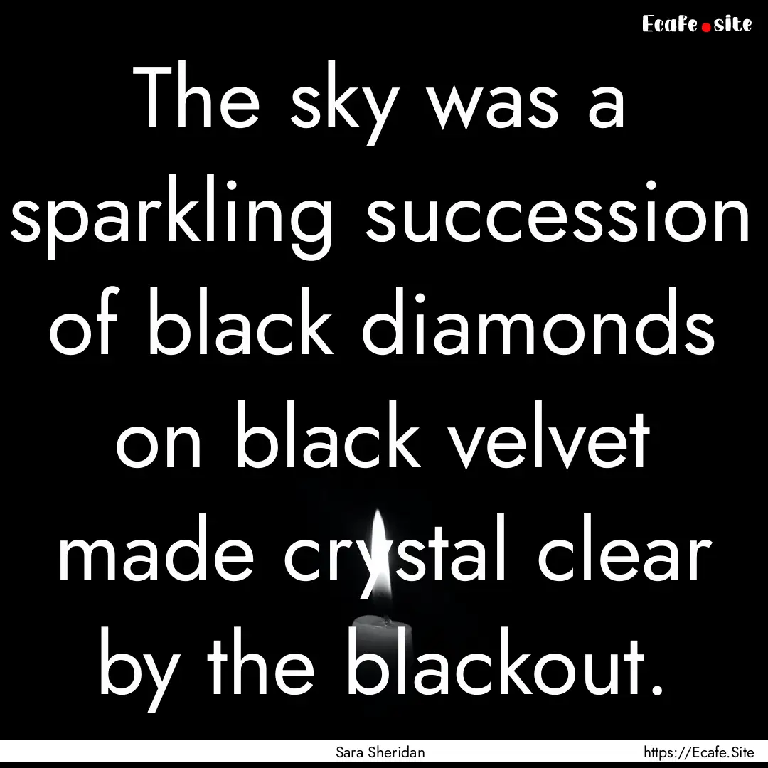 The sky was a sparkling succession of black.... : Quote by Sara Sheridan