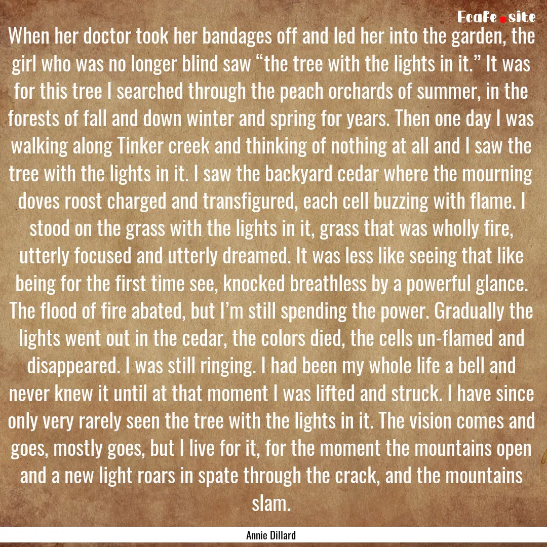 When her doctor took her bandages off and.... : Quote by Annie Dillard