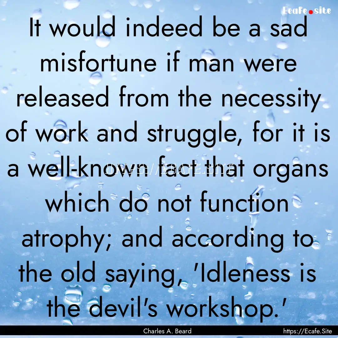 It would indeed be a sad misfortune if man.... : Quote by Charles A. Beard