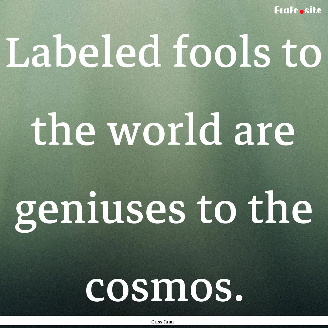 Labeled fools to the world are geniuses to.... : Quote by Criss Jami