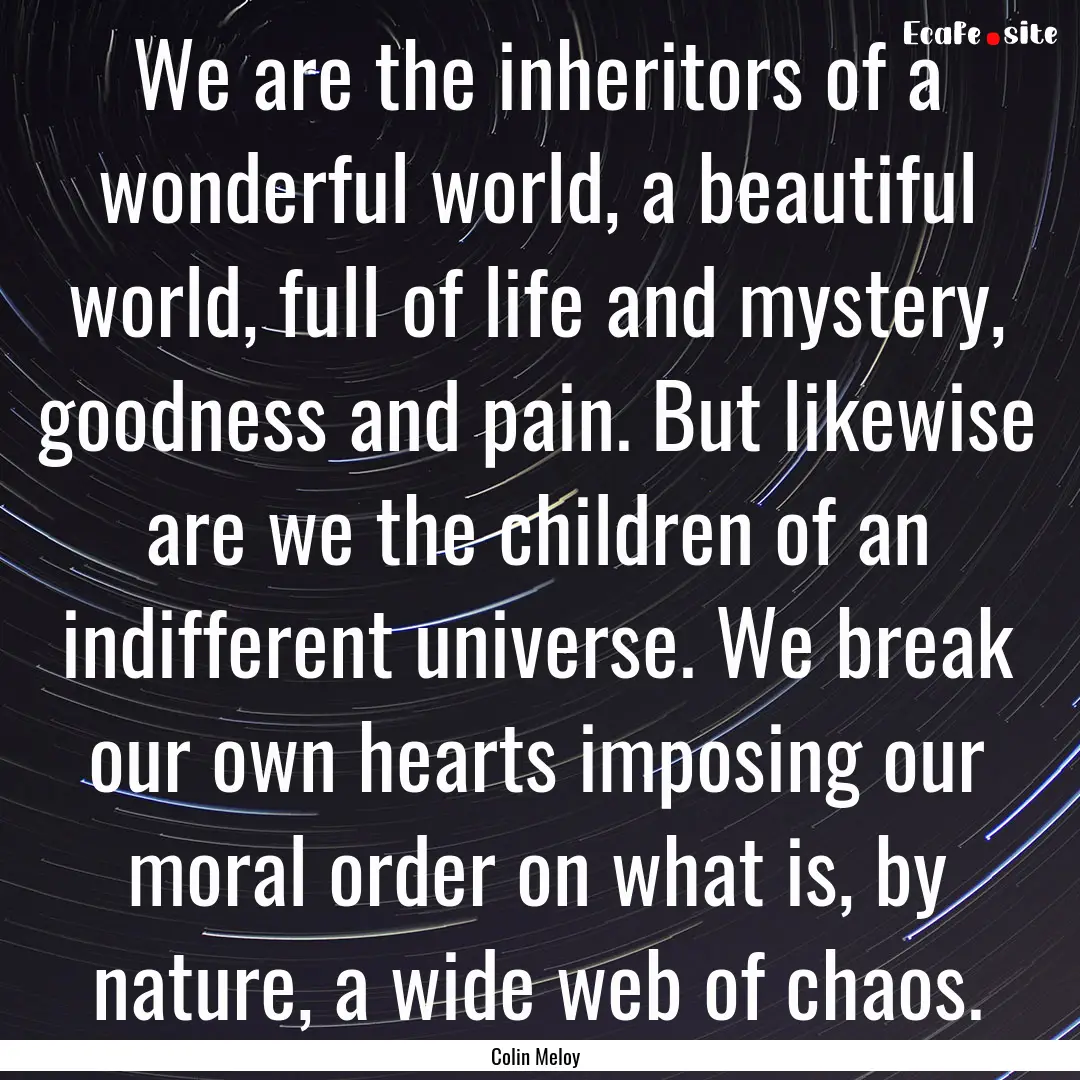 We are the inheritors of a wonderful world,.... : Quote by Colin Meloy