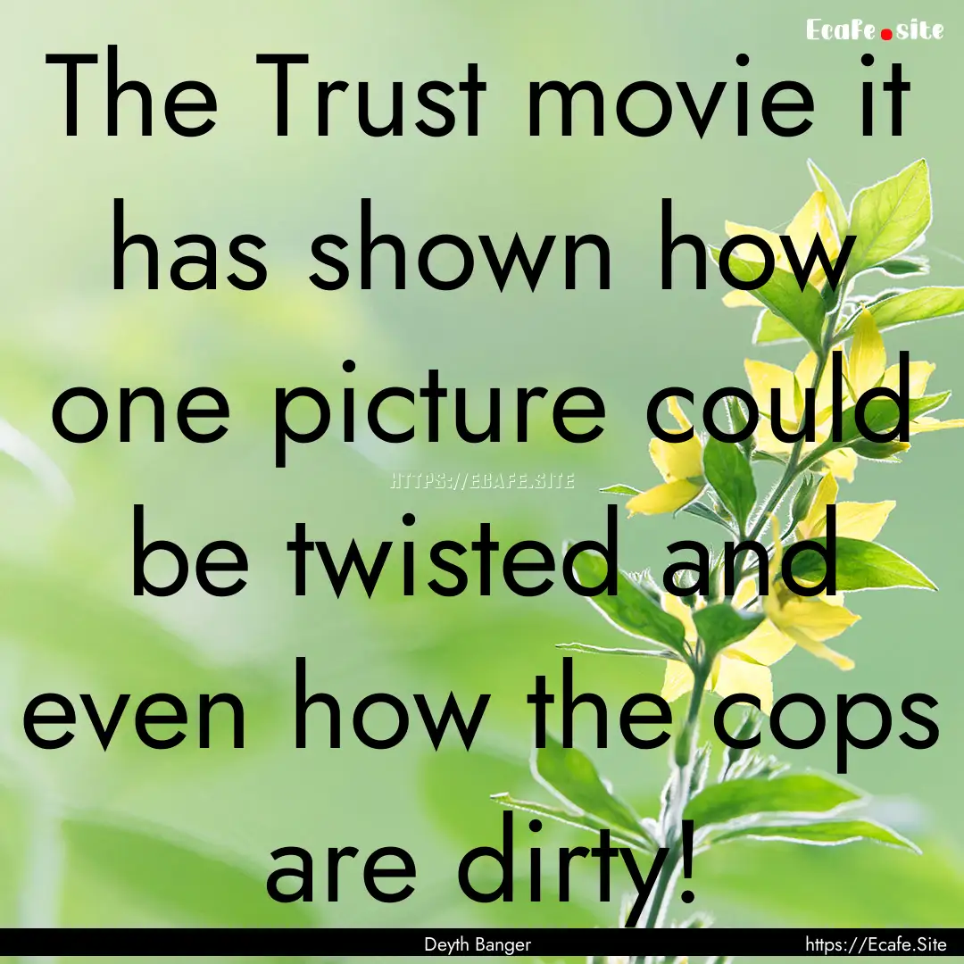 The Trust movie it has shown how one picture.... : Quote by Deyth Banger