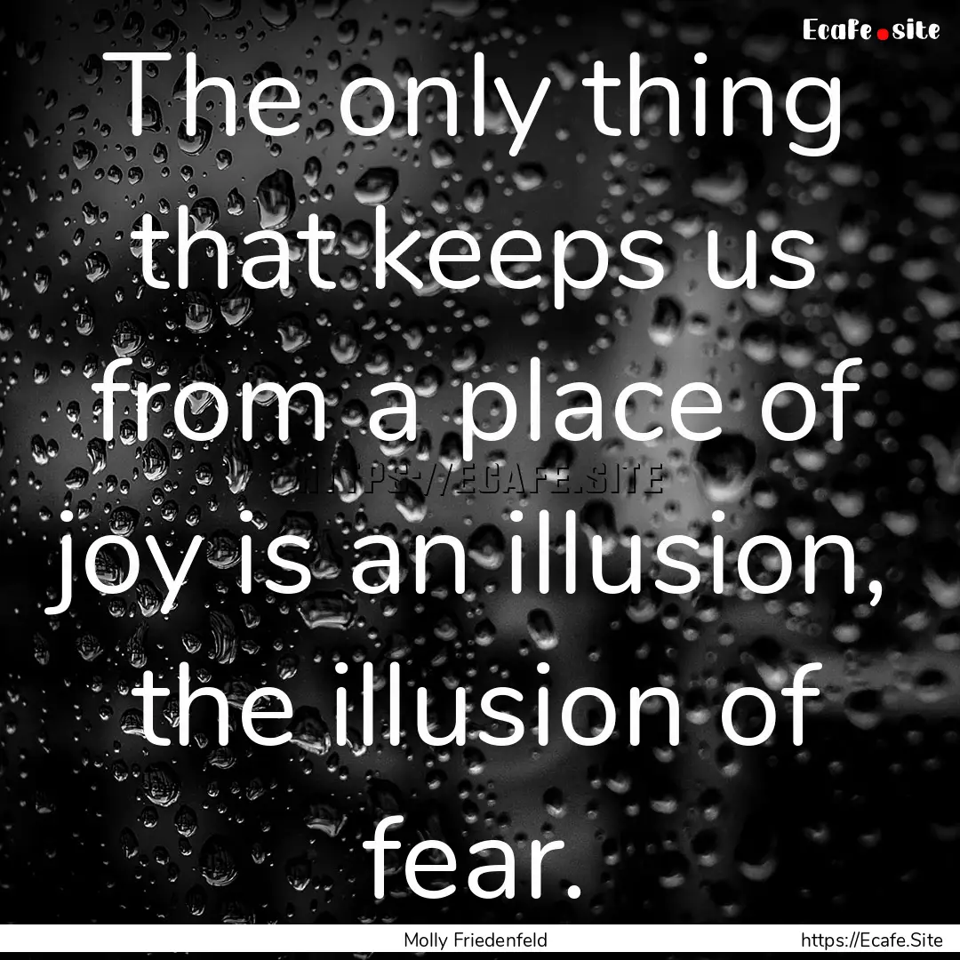 The only thing that keeps us from a place.... : Quote by Molly Friedenfeld