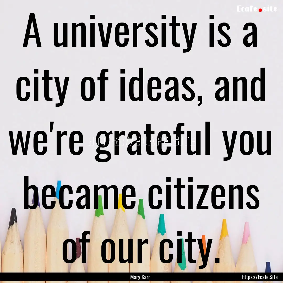 A university is a city of ideas, and we're.... : Quote by Mary Karr