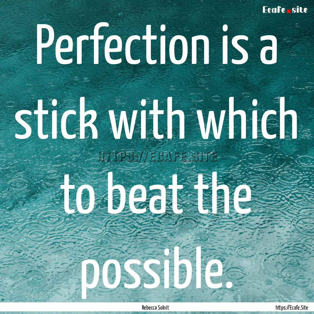 Perfection is a stick with which to beat.... : Quote by Rebecca Solnit