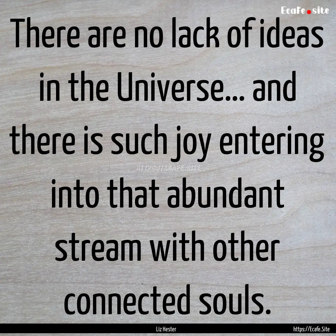 There are no lack of ideas in the Universe….... : Quote by Liz Hester