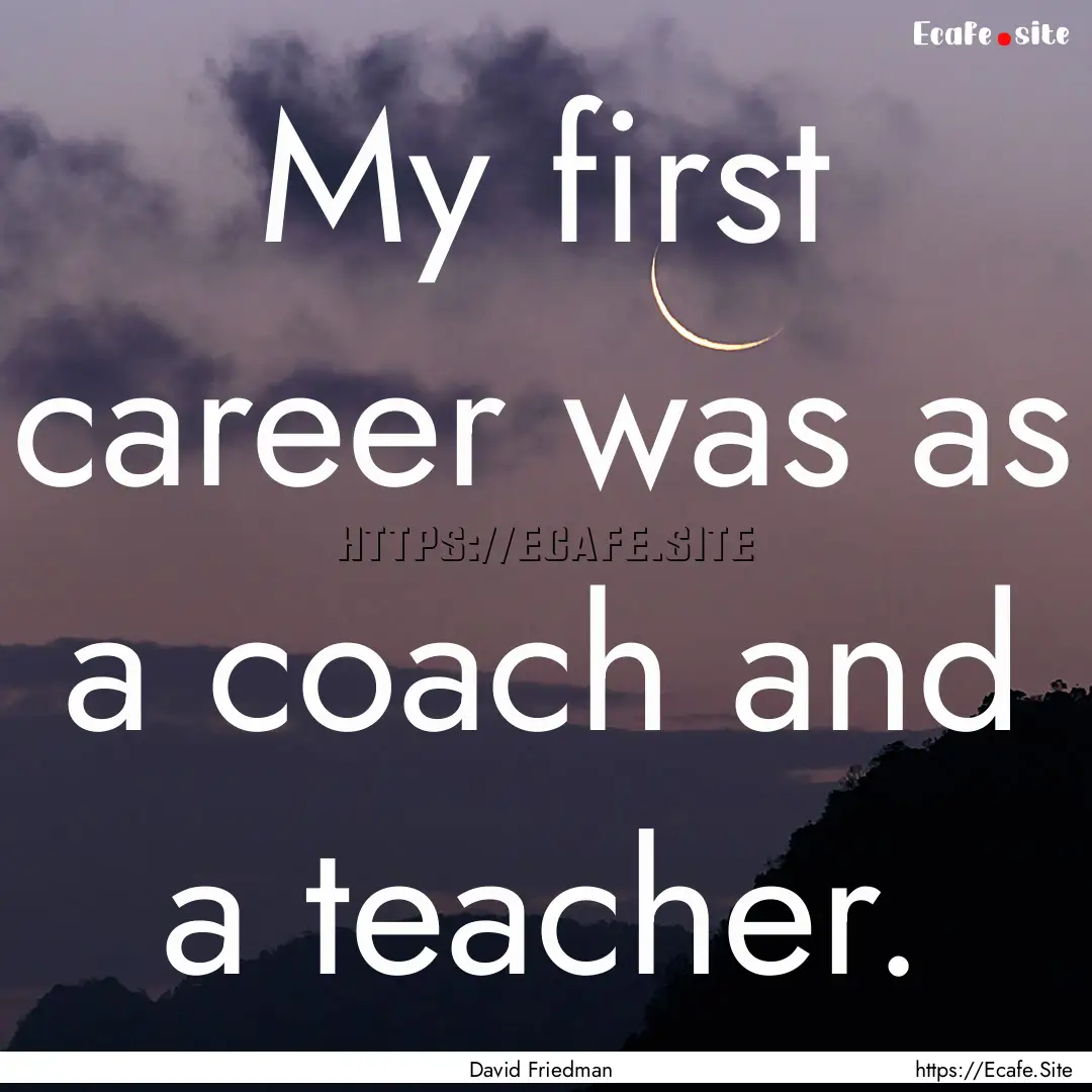 My first career was as a coach and a teacher..... : Quote by David Friedman