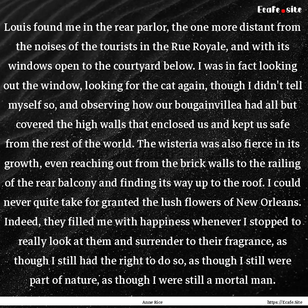 Louis found me in the rear parlor, the one.... : Quote by Anne Rice