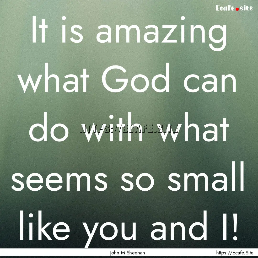 It is amazing what God can do with what seems.... : Quote by John M Sheehan