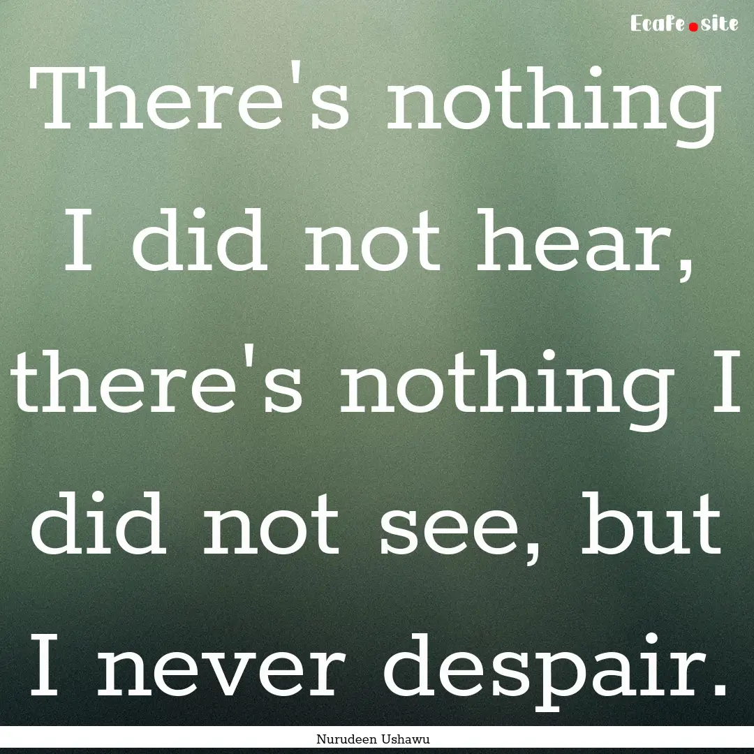 There's nothing I did not hear, there's nothing.... : Quote by Nurudeen Ushawu