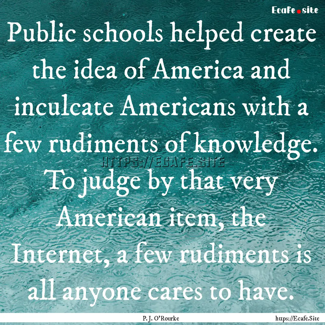 Public schools helped create the idea of.... : Quote by P. J. O'Rourke