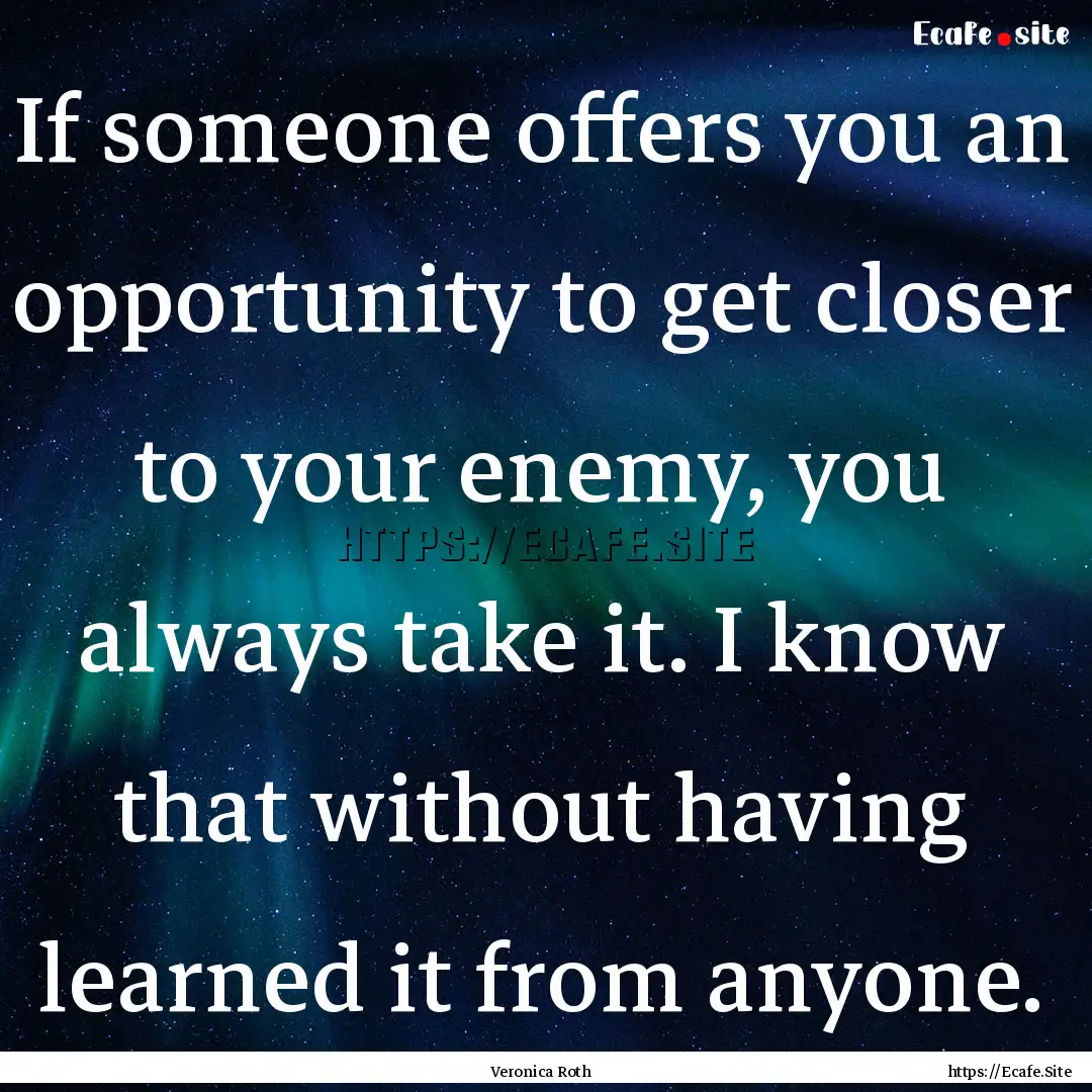 If someone offers you an opportunity to get.... : Quote by Veronica Roth