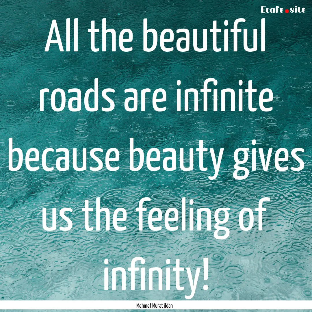 All the beautiful roads are infinite because.... : Quote by Mehmet Murat ildan