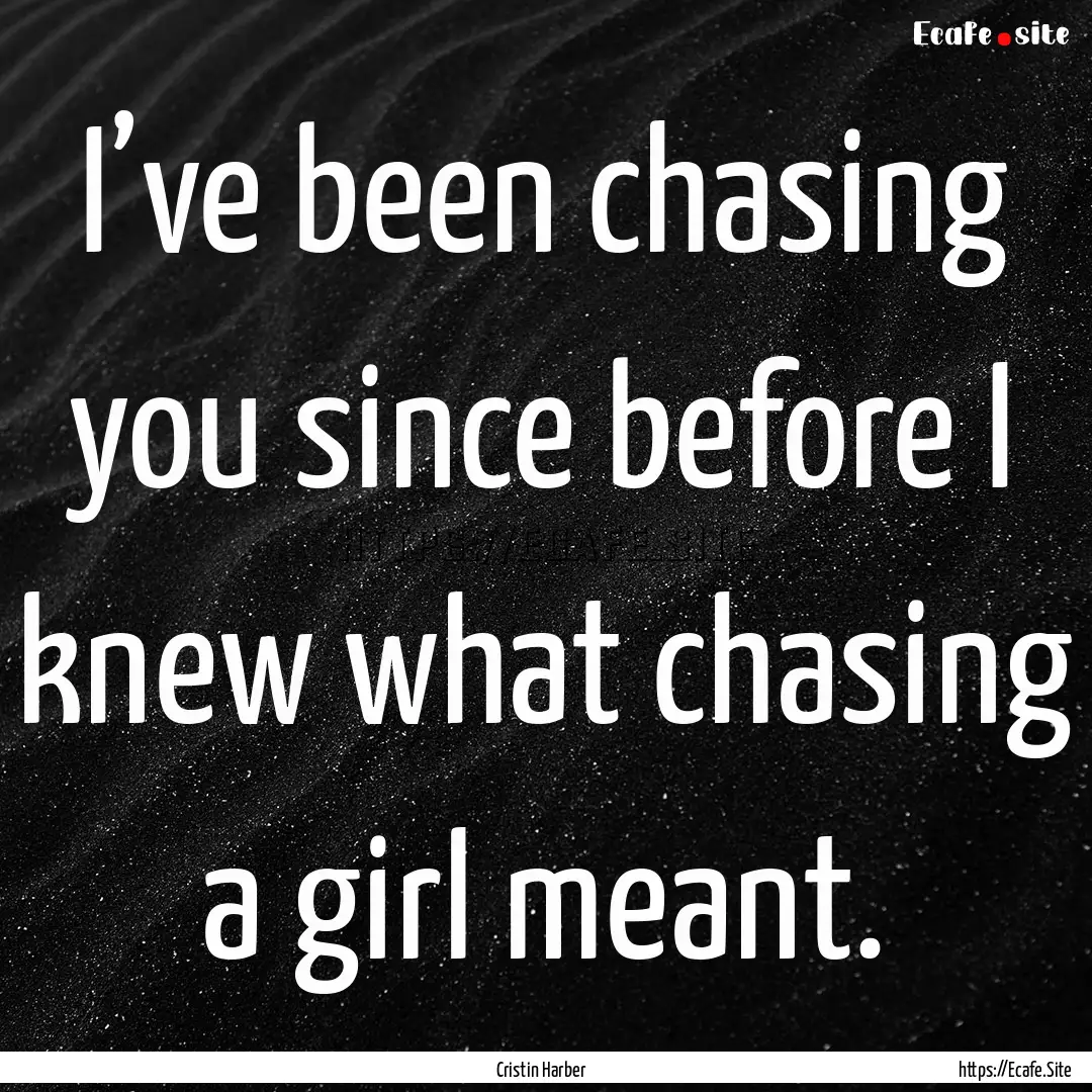 I’ve been chasing you since before I knew.... : Quote by Cristin Harber