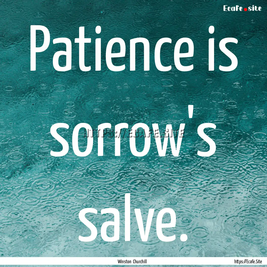 Patience is sorrow's salve. : Quote by Winston Churchill