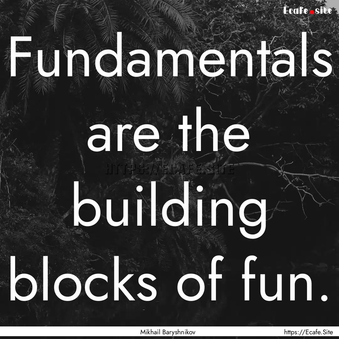 Fundamentals are the building blocks of fun..... : Quote by Mikhail Baryshnikov