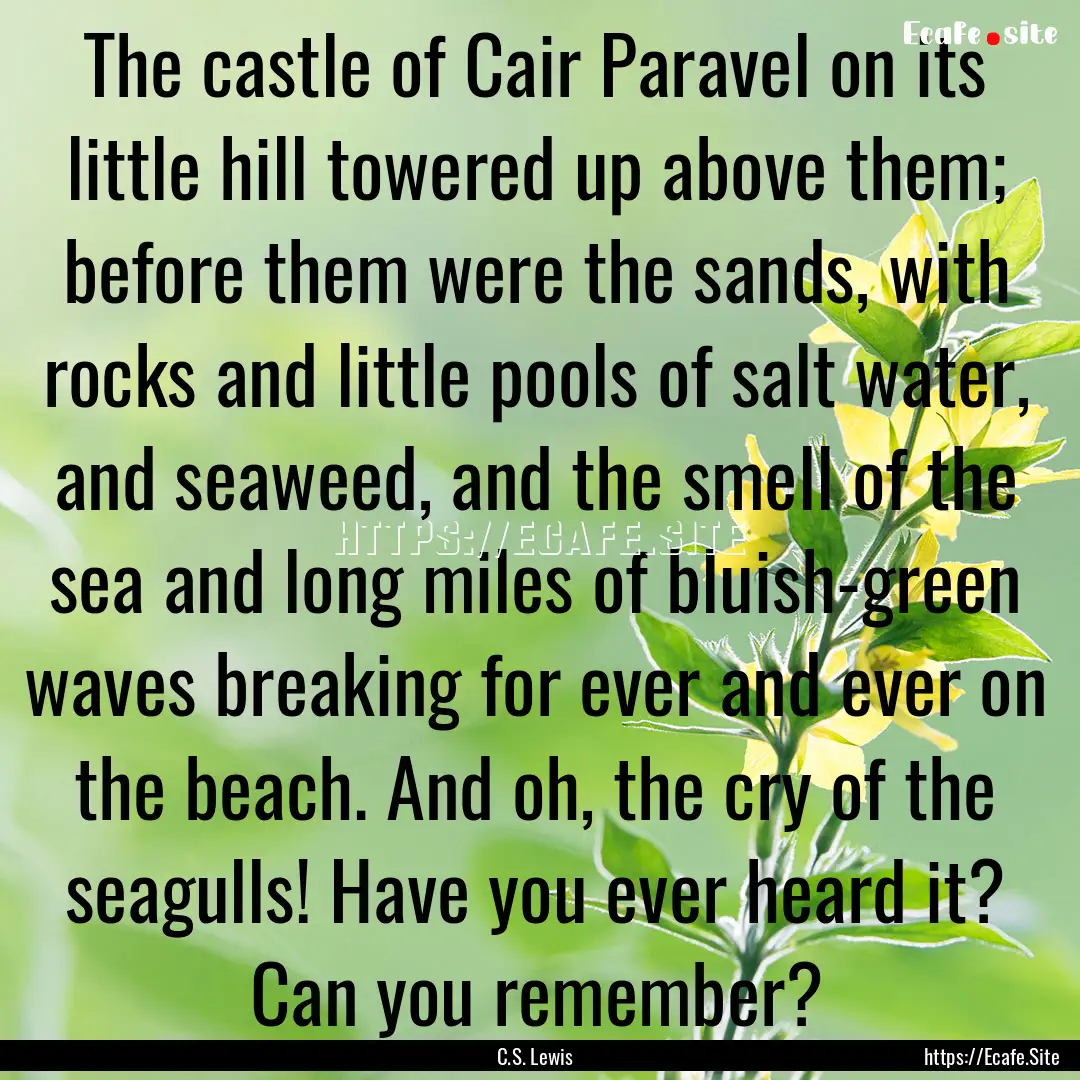 The castle of Cair Paravel on its little.... : Quote by C.S. Lewis