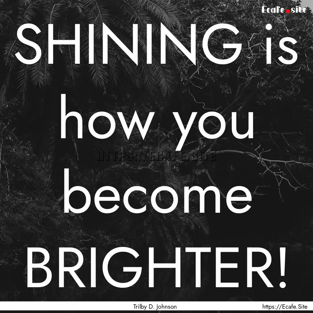 SHINING is how you become BRIGHTER! : Quote by Trilby D. Johnson