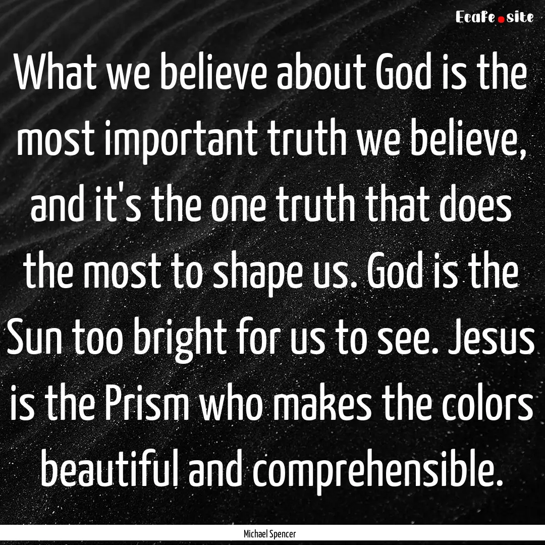 What we believe about God is the most important.... : Quote by Michael Spencer