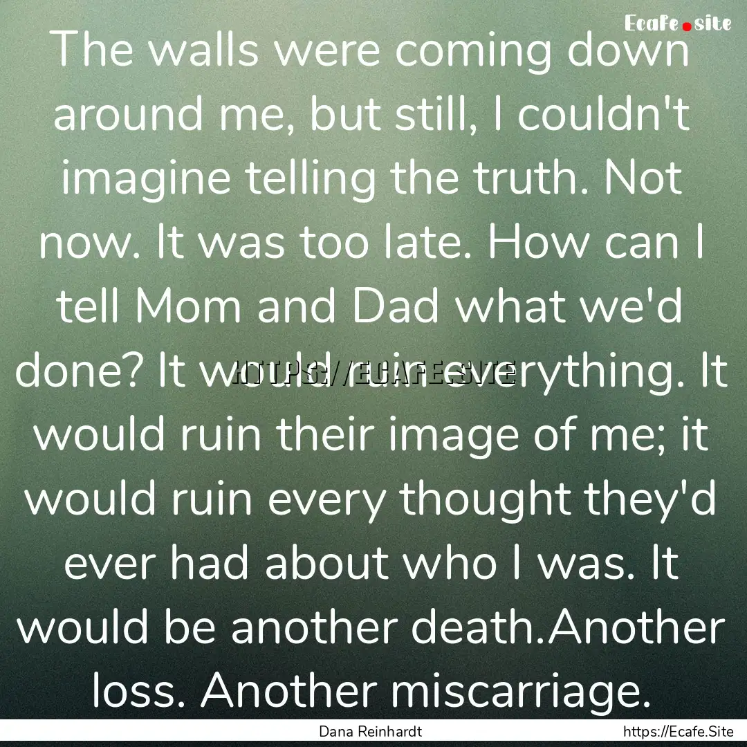 The walls were coming down around me, but.... : Quote by Dana Reinhardt