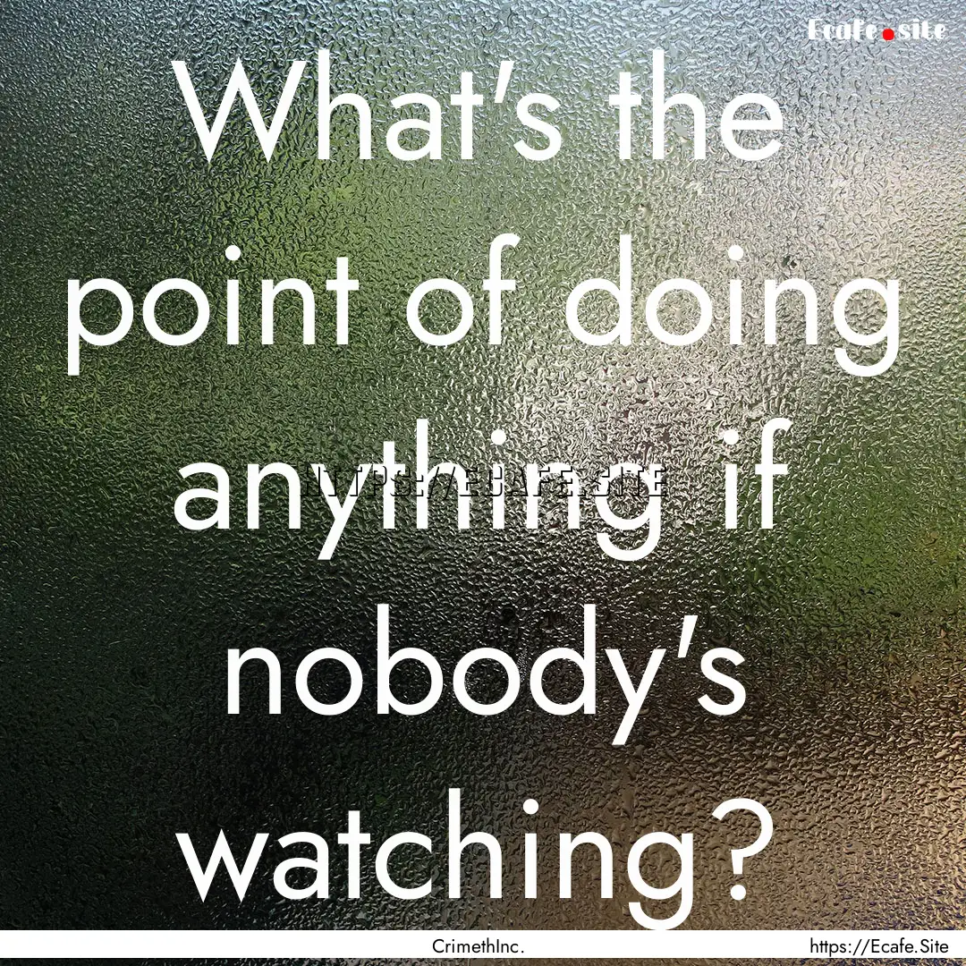 What's the point of doing anything if nobody's.... : Quote by CrimethInc.