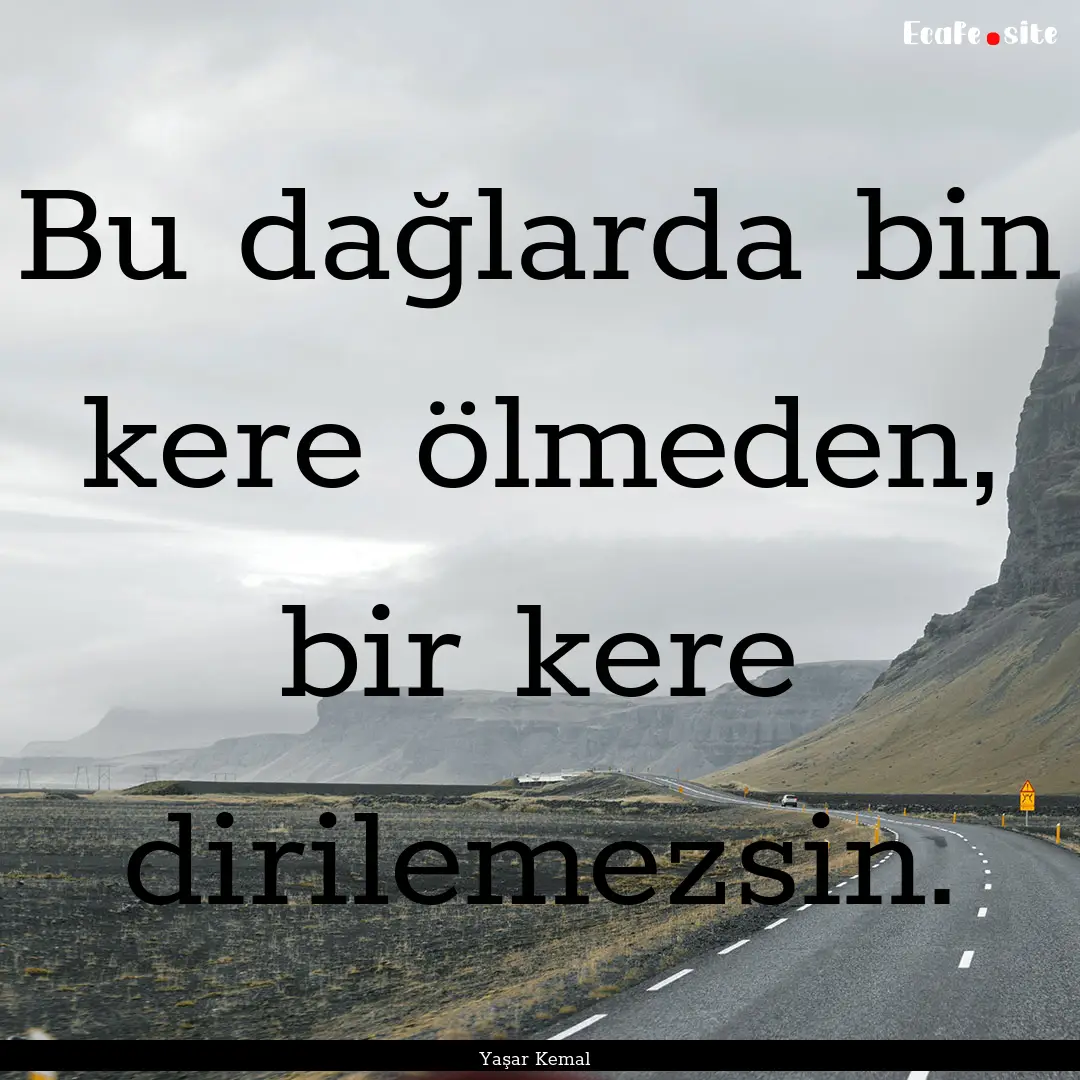 Bu dağlarda bin kere ölmeden, bir kere.... : Quote by Yaşar Kemal