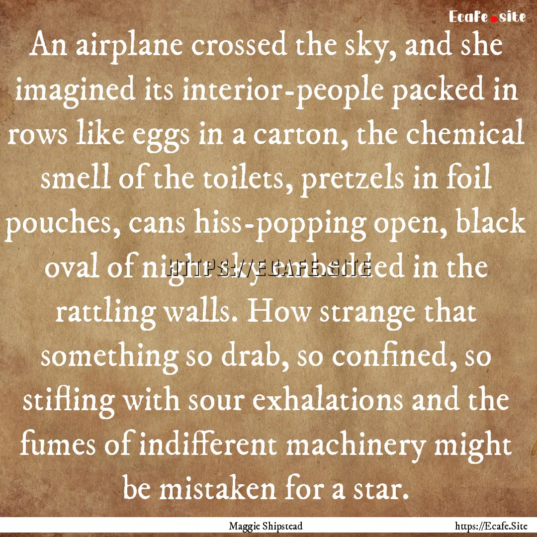 An airplane crossed the sky, and she imagined.... : Quote by Maggie Shipstead