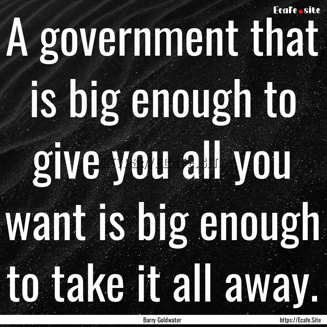 A government that is big enough to give you.... : Quote by Barry Goldwater