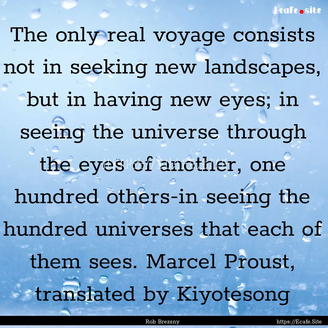 The only real voyage consists not in seeking.... : Quote by Rob Brezsny