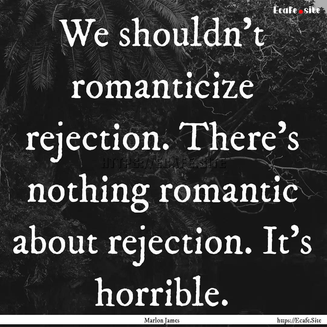 We shouldn't romanticize rejection. There's.... : Quote by Marlon James