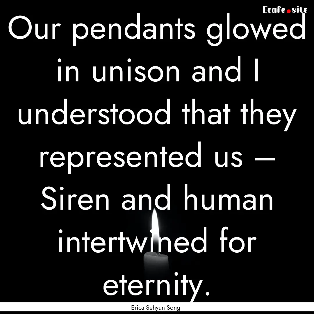 Our pendants glowed in unison and I understood.... : Quote by Erica Sehyun Song