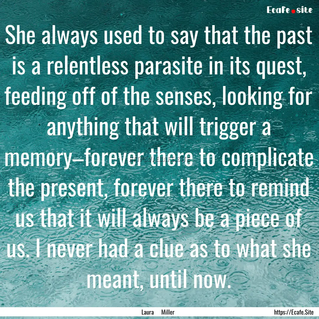 She always used to say that the past is a.... : Quote by Laura Miller