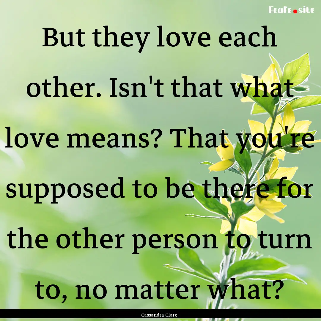 But they love each other. Isn't that what.... : Quote by Cassandra Clare