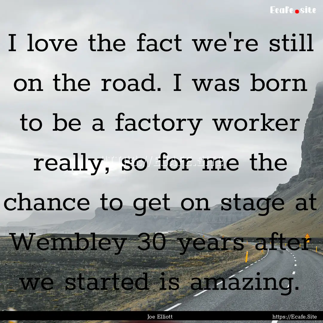 I love the fact we're still on the road..... : Quote by Joe Elliott