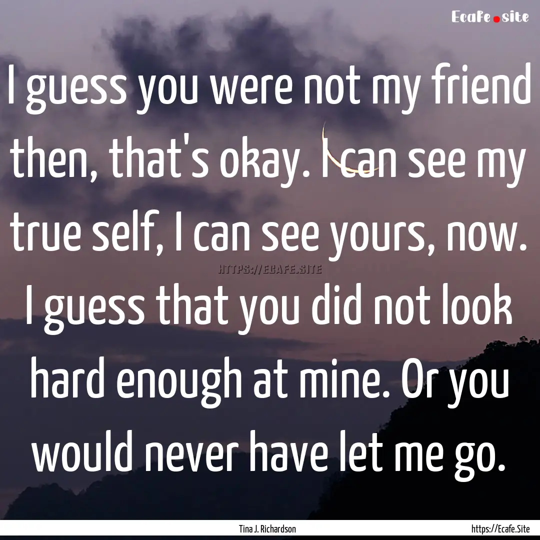 I guess you were not my friend then, that's.... : Quote by Tina J. Richardson