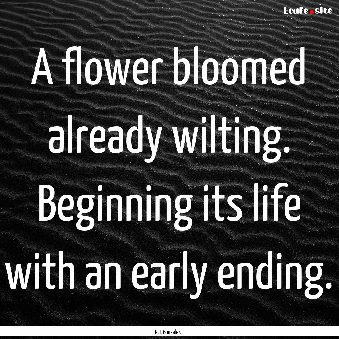 A flower bloomed already wilting. Beginning.... : Quote by R.J. Gonzales