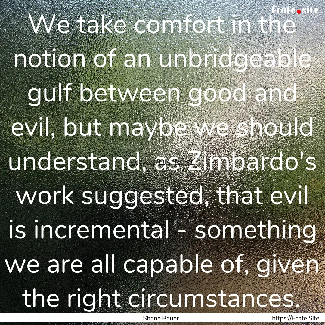 We take comfort in the notion of an unbridgeable.... : Quote by Shane Bauer