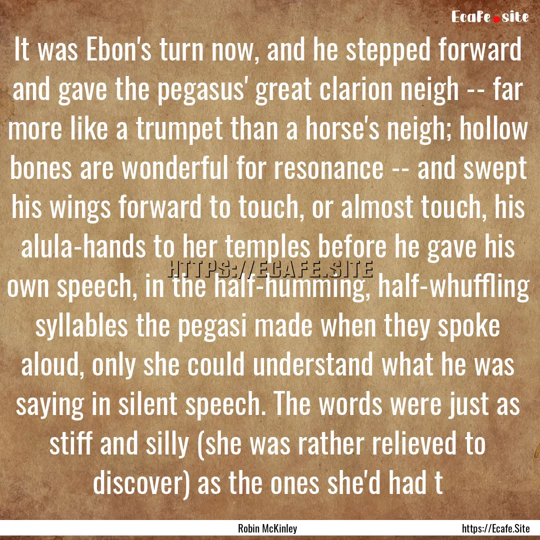 It was Ebon's turn now, and he stepped forward.... : Quote by Robin McKinley