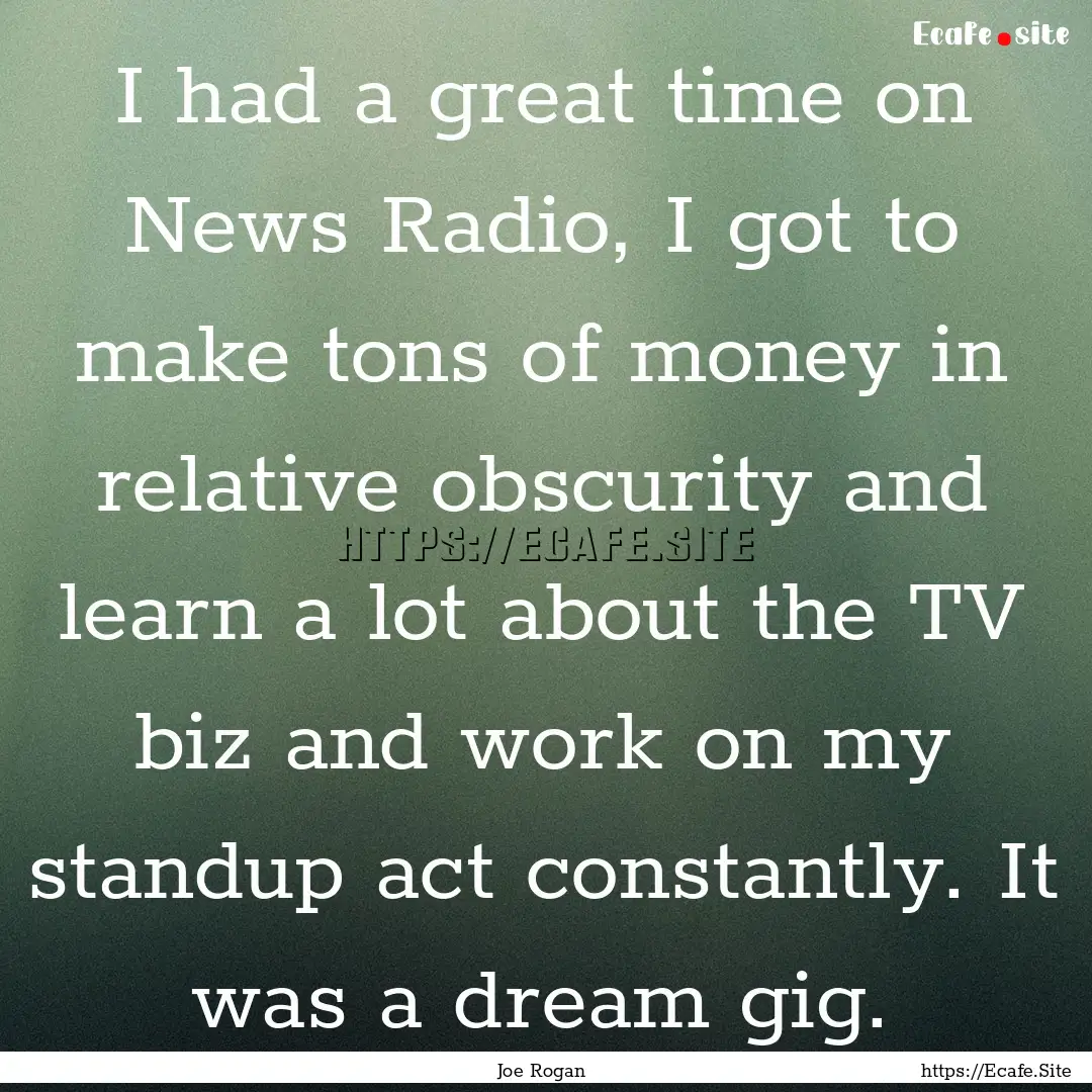 I had a great time on News Radio, I got to.... : Quote by Joe Rogan