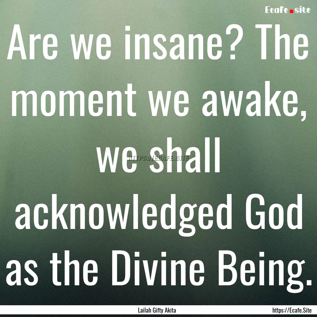 Are we insane? The moment we awake, we shall.... : Quote by Lailah Gifty Akita