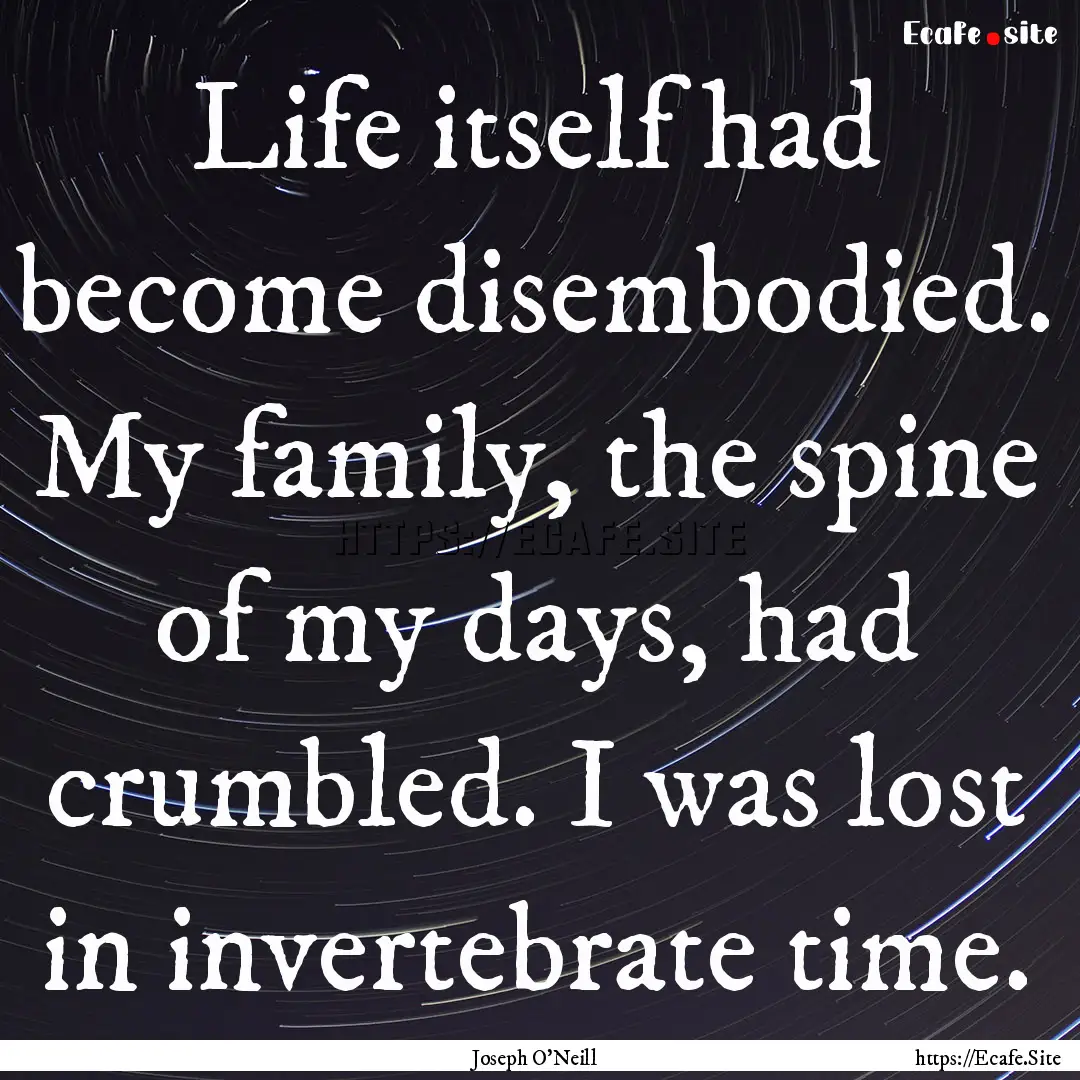 Life itself had become disembodied. My family,.... : Quote by Joseph O'Neill