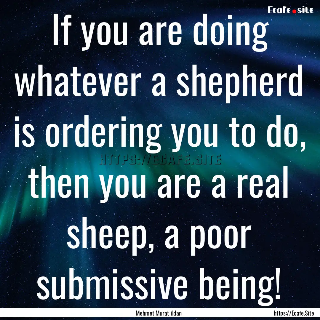 If you are doing whatever a shepherd is ordering.... : Quote by Mehmet Murat ildan