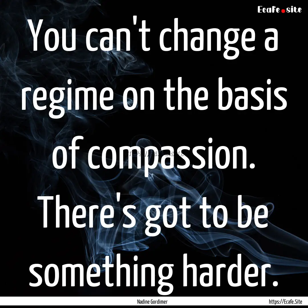 You can't change a regime on the basis of.... : Quote by Nadine Gordimer