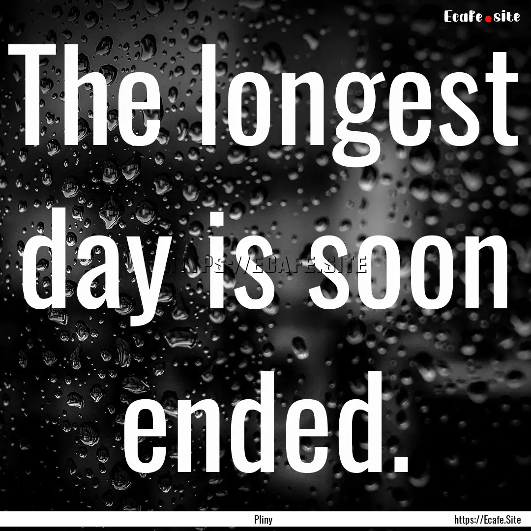 The longest day is soon ended. : Quote by Pliny